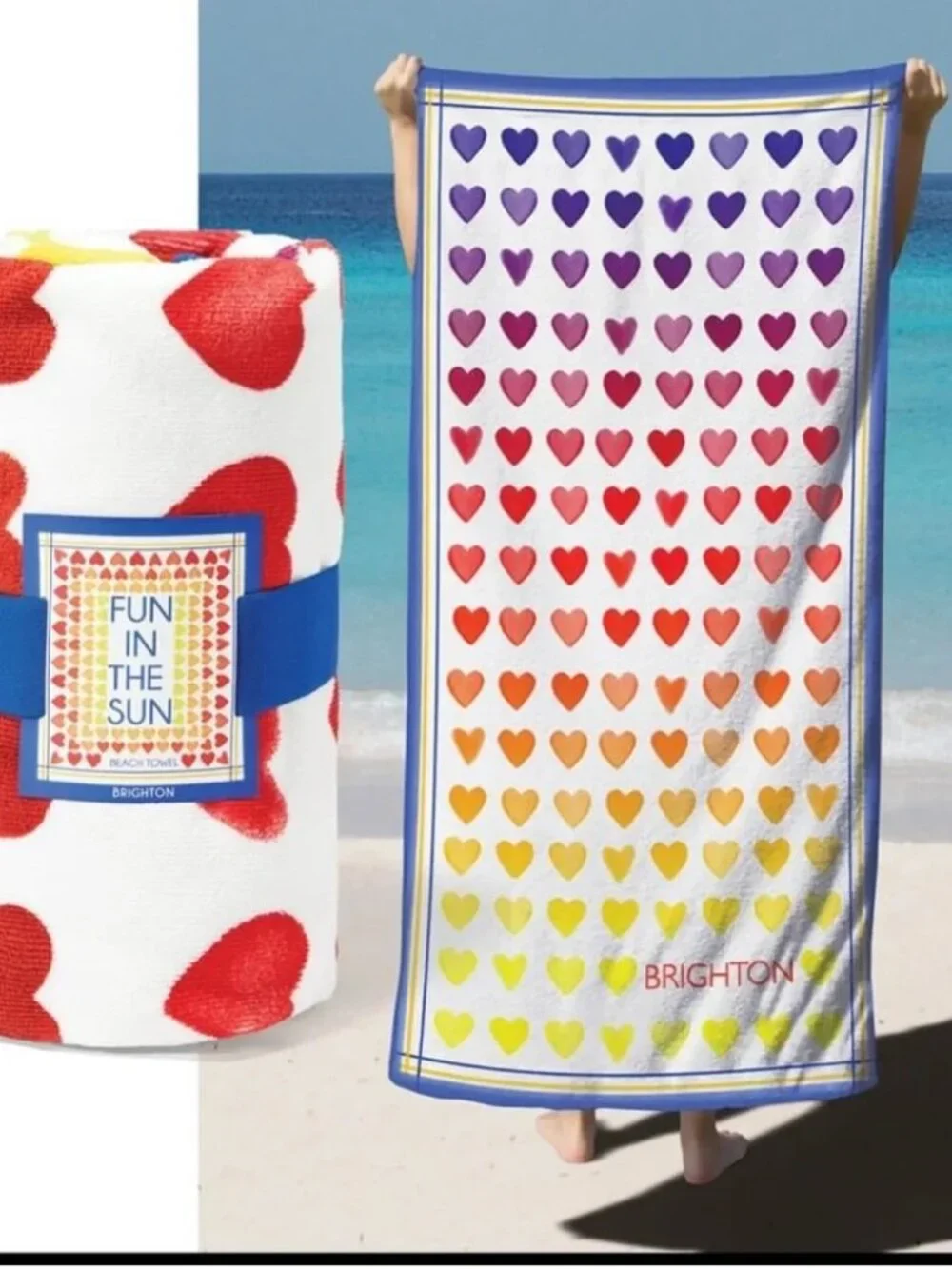 Brighton Ombré Hearts Beach Towel NWT